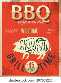 Vintage metal sign - Dad's BBQ - Vector EPS10. Grunge effects can be easily removed.