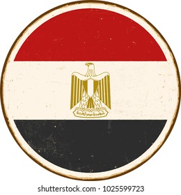 Vintage Metal Sign - Egypt Flag - Vector EPS10. Grunge scratches and stain effects can be easily removed for a cleaner look.