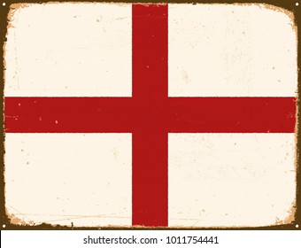 Vintage Metal Sign - England Flag - Vector EPS10. Grunge scratches and stain effects can be easily removed for a cleaner look.