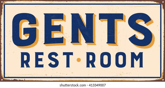Vintage metal sign - Gents Rest Room - Vector EPS10. Grunge and rusty effects can be easily removed for a cleaner look.