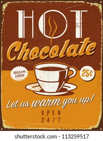 Vintage metal sign - Hot Chocolate - Vector EPS10. Grunge effects can be easily removed for a brand new, clean sign.