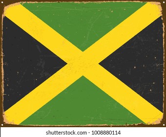 Vintage Metal Sign - Jamaica Flag - Vector EPS10. Grunge scratches and stain effects can be easily removed for a cleaner look.