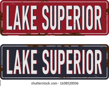 Vintage METAL SIGN Lake Superior Great Stamp