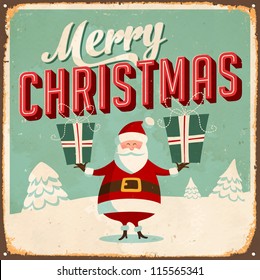 Vintage Metal Sign - Merry Christmas - Vector EPS10. Grunge effects can be easily removed for a brand new, clean design.