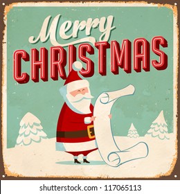 Vintage Metal Sign - Merry Christmas - Vector EPS10. Grunge effects can be easily removed for a brand new, clean design.