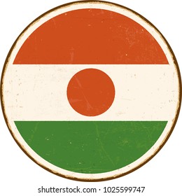Vintage Metal Sign - Niger Flag - Vector EPS10. Grunge scratches and stain effects can be easily removed for a cleaner look.