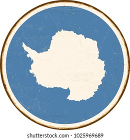 Vintage Metal Sign - Round Antarctica Flag - Vector EPS10. Grunge scratches and stain effects can be easily removed for a cleaner look.