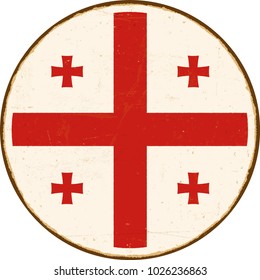 Vintage Metal Sign - Round Georgia Flag - Vector EPS10. Grunge scratches and stain effects can be easily removed for a cleaner look.