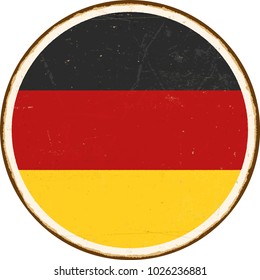 Vintage Metal Sign - Round Germany Flag - Vector EPS10. Grunge scratches and stain effects can be easily removed for a cleaner look.