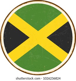 Vintage Metal Sign - Round Jamaica Flag - Vector EPS10. Grunge scratches and stain effects can be easily removed for a cleaner look.