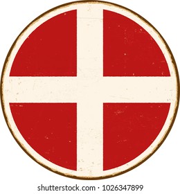 Vintage Metal Sign - Round Malta Flag - Vector EPS10. Grunge scratches and stain effects can be easily removed for a cleaner look.