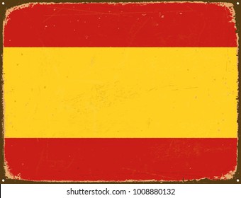 Vintage Metal Sign - Spain Flag - Vector EPS10. Grunge scratches and stain effects can be easily removed for a cleaner look.