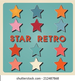 Vintage metal Star icon sign-  3d Retro type font. Vector EPS10. Grunge effects vector design