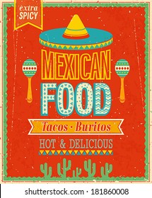 Vintage Mexican Food Poster. Vector Illustration.