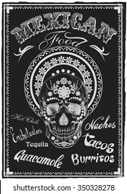 Vintage Mexican Food  Skull Muerto.