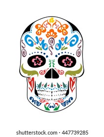 Vintage mexican scull with floral pattern