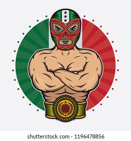 vintage mexican wrestler design, vector EPS 10