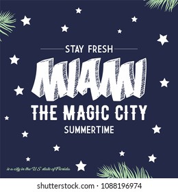 Vintage Miami print typography.