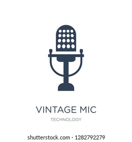 vintage mic icon vector on white background, vintage mic trendy filled icons from Technology collection, vintage mic vector illustration