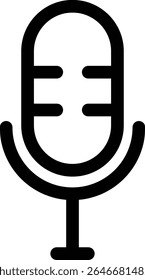 Vintage Microphone Black Outline Illustration