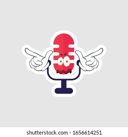 Vintage microphone cartoon characters design with expression. you can use for stickers, pins or patches