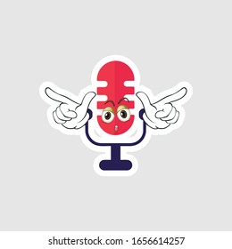 Vintage microphone cartoon characters design with expression. you can use for stickers, pins or patches