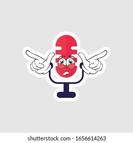 Vintage microphone cartoon characters design with expression. you can use for stickers, pins or patches