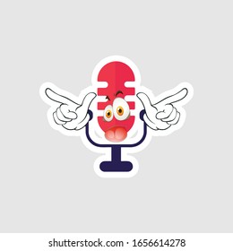 Vintage microphone cartoon characters design with expression. you can use for stickers, pins or patches