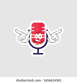 Vintage microphone cartoon characters design with expression. you can use for stickers, pins or patches