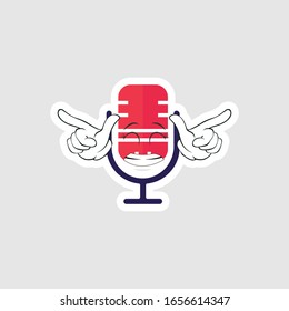 Vintage microphone cartoon characters design with expression. you can use for stickers, pins or patches