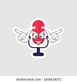 Vintage microphone cartoon characters design with expression. you can use for stickers, pins or patches