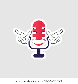 Vintage microphone cartoon characters design with expression. you can use for stickers, pins or patches