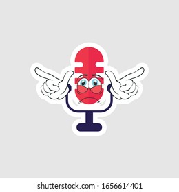 Vintage microphone cartoon characters design with expression. you can use for stickers, pins or patches