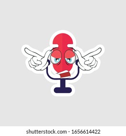 Vintage microphone cartoon characters design with expression. you can use for stickers, pins or patches