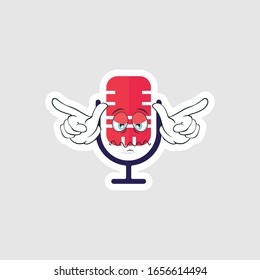 Vintage microphone cartoon characters design with expression. you can use for stickers, pins or patches