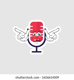 Vintage microphone cartoon characters design with expression. you can use for stickers, pins or patches