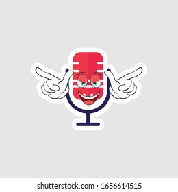 Vintage microphone cartoon characters design with expression. you can use for stickers, pins or patches