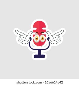Vintage microphone cartoon characters design with expression. you can use for stickers, pins or patches