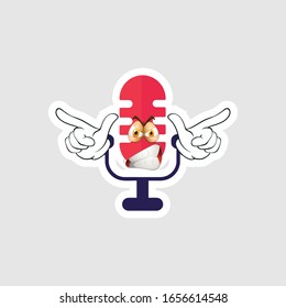 Vintage microphone cartoon characters design with expression. you can use for stickers, pins or patches