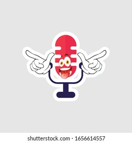 Vintage microphone cartoon characters design with expression. you can use for stickers, pins or patches