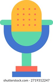 Ilustración de icono de Vector plano de micrófono de Antiguas