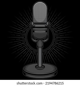 logotipo del icono del micrófono vintage, EPS vectorial 10