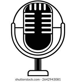 Vintage Microphone Icon Retro Audio Recording Symbol