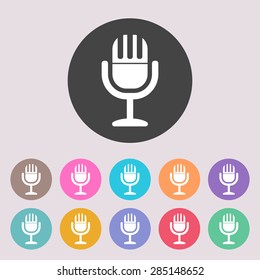 Vintage microphone icon. Set of colored icons.
