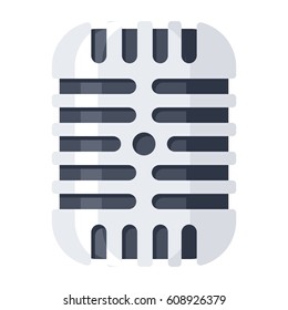 Vintage microphone icon, vector illustration in flat style