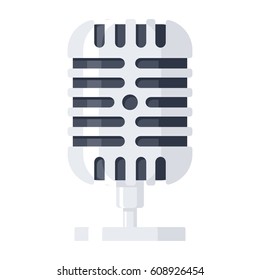 Vintage microphone icon, vector illustration in flat style