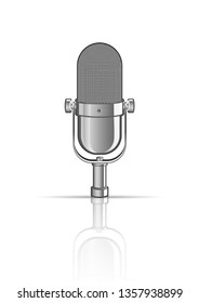 Vintage microphone isolated on white. Vector illustration.
