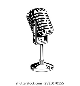 vintage Microphone isolated on a white background. Vector illustration.