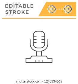 Vintage microphone line icon