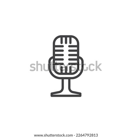 Vintage microphone line icon. linear style sign for mobile concept and web design. Retro microphone outline vector icon. Symbol, logo illustration. Vector graphics